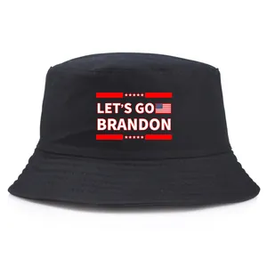 Cotton Bucket Hat With Patriotic Letter Print Flag Pattern Breathable Flat Top Sun Protection Outdoor Casual Cap Men Women