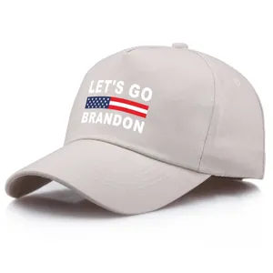 FJB Let's Go Brandon adjustable cotton baseball cap in beige with US flag stripes