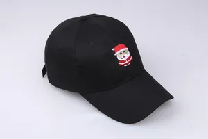 Casquette de baseball noire avec broderie du Père Noël pour cadeau de Noël