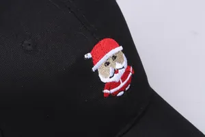 Casquette de baseball noire en coton avec broderie détaillée du Père Noël pour Noël