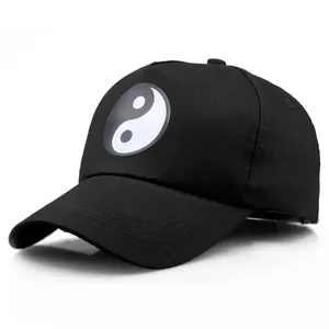 Yin Yang Taiji Print Cotton Baseball Cap Men Women Adjustable Casual Sunshade Snapback Hat Black Fashion Outdoor Sports Cap