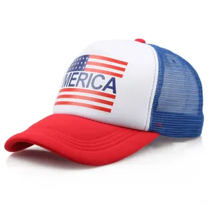 Merica US Flag Patriotic Trucker Hat For Men Women Breathable Mesh Back Adjustable Red White Blue Summer Baseball Cap Outdoor Sun Hat