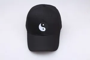 Casquette de baseball noire classique avec broderie circulaire Tai Chi Yin Yang à l'avant