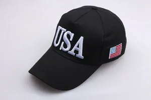 Detail view of cotton baseball cap featuring high-quality USA embroidery and flag patch
