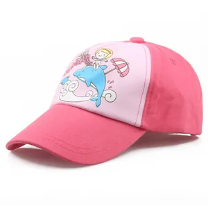 Berretto da Baseball in Cotone Estivo per Bambini Simpatico Delfino Cartone Animato Ragazza Cappello da Sole per Bambini 1-2 Anni Regolabile Rosa Bianco