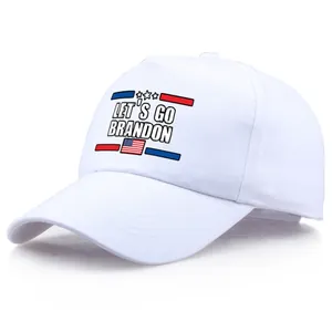 Berretto da baseball bianco Let's Go Brandon con bandiera USA e stelle a cinque pannelli