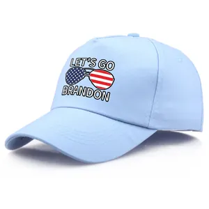 Hellblaue Let's Go Brandon Baseballkappe mit US-Flaggen-Sonnenbrillen-Aufdruck