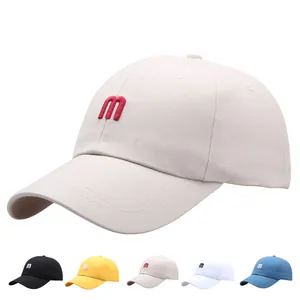 Casquette de baseball en coton avec broderie lettre M disponible en six coloris divers