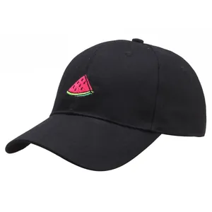 Berretto da Baseball in Cotone con Ricamo Anguria Cappello da Sole Traspirante Regolabile Sport all'Aperto Moda per Uomo Donna Nero