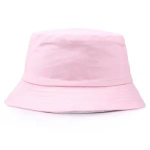Classic pink cotton bucket hat with stitched brim and high-quality twill fabric finish
