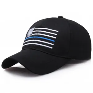 Baumwolle Taktische Baseballkappe Bestickte US Flagge Thin Blue Line Outdoor Sport Verstellbarer Sonnenschutz Hut Unisex