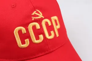 Rode CCCP USSR baseballpet met gouden hamer en sikkel borduursel van katoen