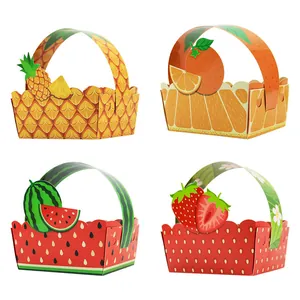 Scatola Regalo Caramelle Festa Cesto Fiori Frutta Imballaggio Carta Borse Regalo Motivo Frutta Portatili per Matrimonio Compleanno Estate Festa