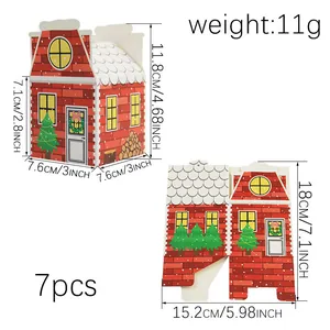 7er Pack Lebkuchenhaus Weihnachtsboxen mit detaillierten Größen- und Gewichtsangaben