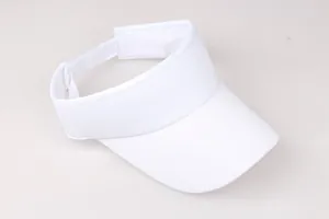 Detailed top view of white kids sun visor with adjustable strap and breathable fabric