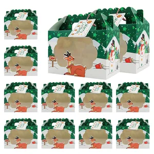 Christmas gift box set with reindeer window and Merry Christmas tags for cookies