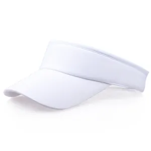 White adjustable sun visor hat for kids with curved brim for sun protection and sports