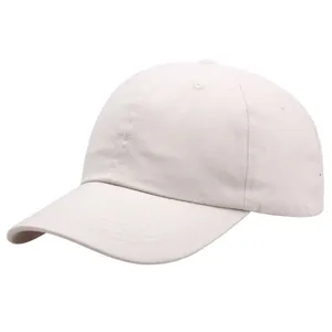 Classic minimalist cream cotton baseball cap with a six-panel structure and curved brim