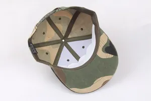 Classic woodland camouflage flat brim baseball cap with adjustable strap and 100% polyester