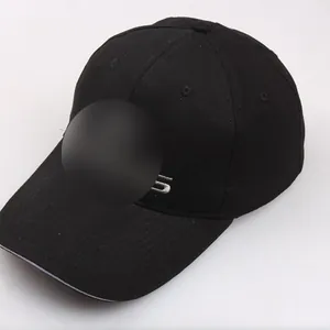 Classic black breathable cotton baseball cap with six-panel design and curved brim