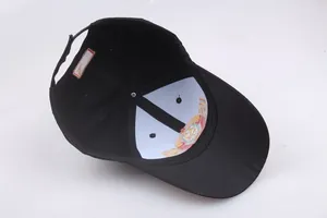 Detail of the black canvas baseball cap interior featuring a CCCP Soviet logo embroidery