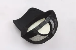 Classic black mesh trucker baseball cap with adjustable snapback closure and breathable back