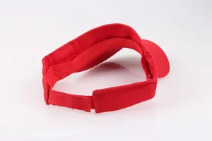 Classic red cotton sun visor hat with adjustable hook and loop strap for men and women