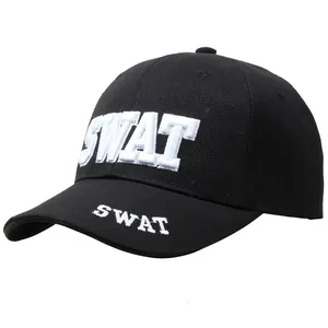 SWAT Embroidered Cotton Baseball Cap For Men Women Adjustable Tactical Hat Outdoor Sunshade Sport Snapback Trucker Cap Black