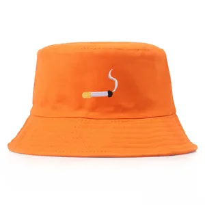 Fashion Cotton Bucket Hat For Men Women Streetwear Embroidery Cigarette Pattern No Chill Fisherman Hat Summer Sun Protection Casual Cap