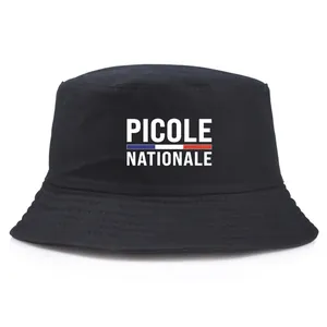 Chapeau Bob Unisex en Coton Décontracté Imprimé Lettres Protection Solaire Pliable Extérieur PICOLE NATIONALE Design Coiffe