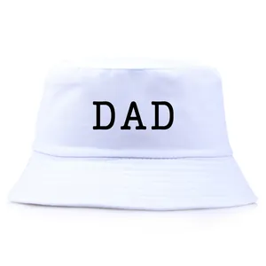 Bob blanc en coton avec imprimé DAD noir pour hommes et femmes sur fond blanc