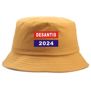 Κίτρινο DeSantis 2024 καπέλο κουβάς με μπλε και κόκκινο προεκλογικό τύπωμα