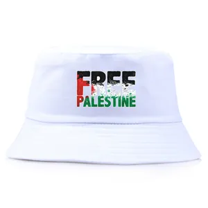 Bob blanc en coton avec imprimé coloré Free Palestine pour activités de plein air