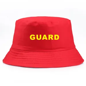 GUARD Letter Print Cotton Bucket Hat Unisex Outdoor Sun Protection Short Brim Fisherman Hat Casual Summer Beach Sun Cap