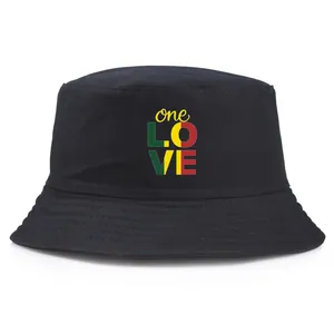 One Love Letter Print Cotton Bucket Hat For Men Women Casual Sun Protection Fisherman Hat Summer Outdoor Sunshade Cap