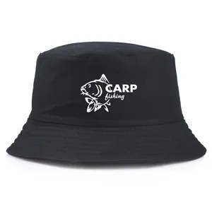 Cotton Carp Fishing Bucket Hat Outdoor Sun Protection Printed Fisherman Hat Casual Sun Hat For Women Men Accessories