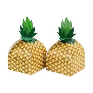 Creatieve geschenkdozen in ananasvorm met gele textuur en groene bladvormige top