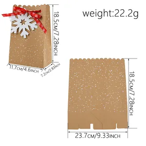 Europese kraftpapier kerstcadeautas met witte stippen en 3D sneeuwvlok decoratie