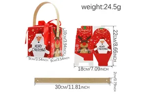 Detail of red Santa Claus Christmas gift box with dimensions and assembly parts