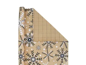 Details von Vintage-Schneeflocken-Geschenkpapier mit praktischem Gitternetz auf der Rückseite