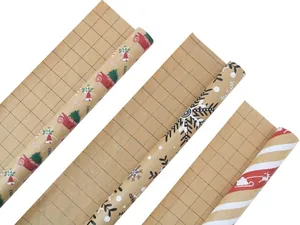 Weihnachtliches Bastelpapier-Rollen Set mit LKW-Motiven und Schneeflocken auf Kraftpapier
