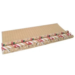 Vintage Weihnachts-Geschenkpapierrollen mit Gitterlinien für festliche DIY-Deko