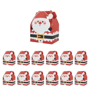 Scatole di caramelle natalizie con Babbo Natale e manico in cartoncino rosso