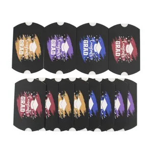 European style graduation cap pillow candy boxes with Congrats GRAD printed in four colors