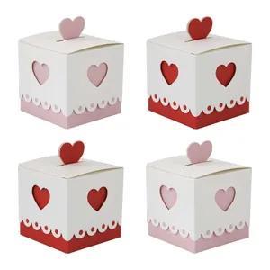 Heart Shaped Window Cardboard Gift Box For Wedding Valentine's Day Party Favor Candy Box Cube Shape Packaging Box Small Gift Box
