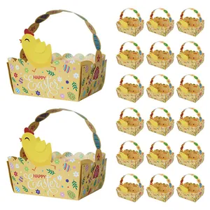 Großpackung Osterküken-Geschenkkörbe aus Papier mit Aufdruck Happy Easter und Eiern
