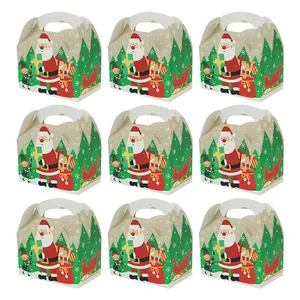 Lot de neuf boîtes cadeaux de Noël en papier avec motifs de Père Noël et poignées