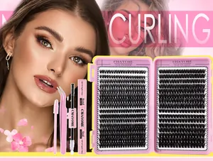 DIY individual lash kit including segmented clusters, dual bond and seal glue with tweezers