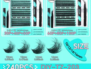 Kit complet extensions de cils DIY 240 pcs avec colle et pince pour un regard naturel