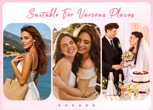 Three-frame lifestyle collage showing white pleated dress used in weddings and beach holidays